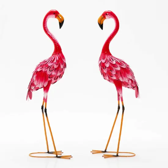 2-Piece Flamingo Garden Statue Set {3}