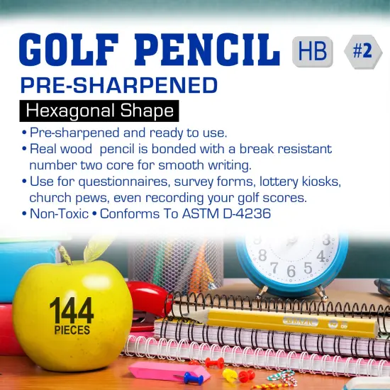 BAZIC Yellow Pencil #2 Pre-Sharpened Golf Pencil (144/Pack) {5}