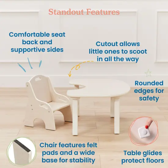 Little Learner Table and Chair Set, Kids Furniture White Wash {4}