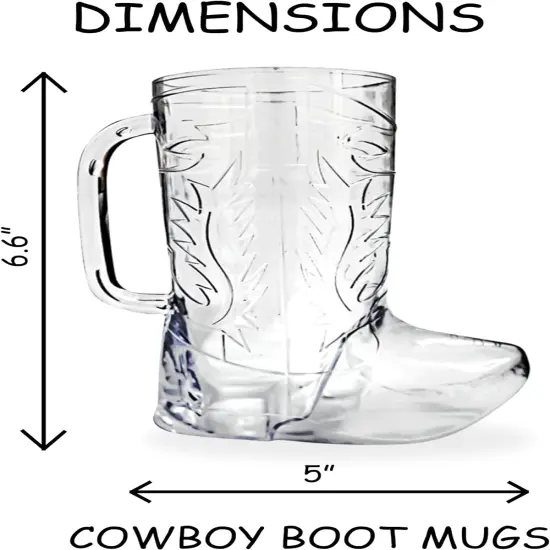 4E's Novelty 10 Pack Cowboy Boot Mugs &ndash; 17 oz Plastic Beer Mugs for Party Supplies {3}