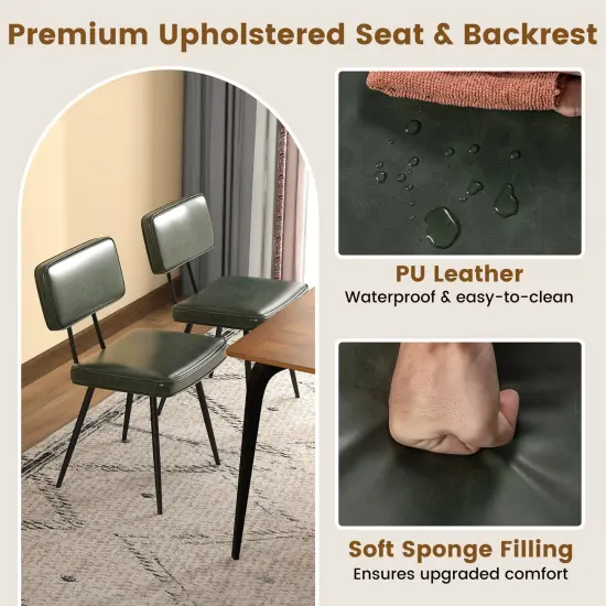 Set of 2 Dining Chairs with Padded Backrest and Seat Comfortable and Stylish Seating Dark Green {6}