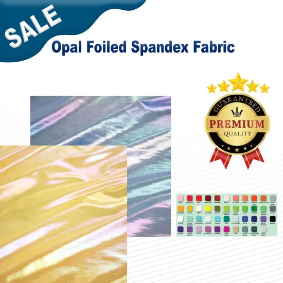 Opal Foiled Spandex Fabric Blue/Rainbow {2}