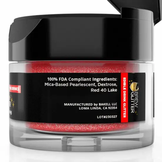 Brew Glitter - Red Edible Drink Glitter (4g, x1 Flip-Cap Jar) for Beer, Cocktails and Beverages {6}