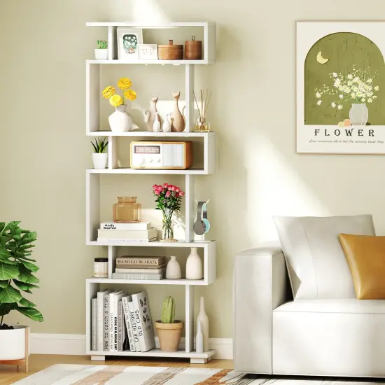 6-Tier Bookcase with Anti-Tipping Kit White {2}