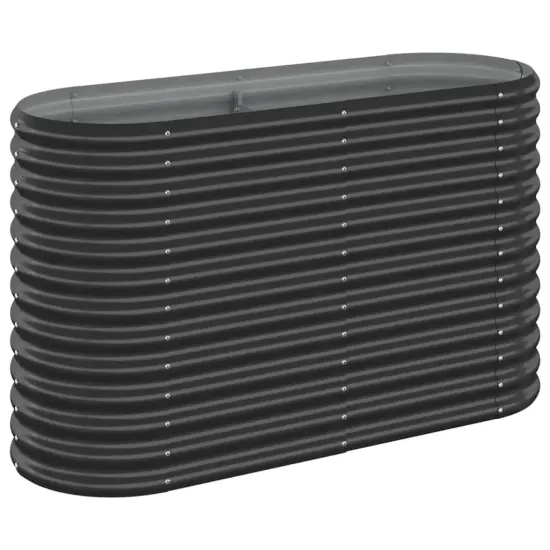 vidaXL Garden Raised Bed Powder-coated Steel 44.9"x15.7"x26.8" Anthracite {2}