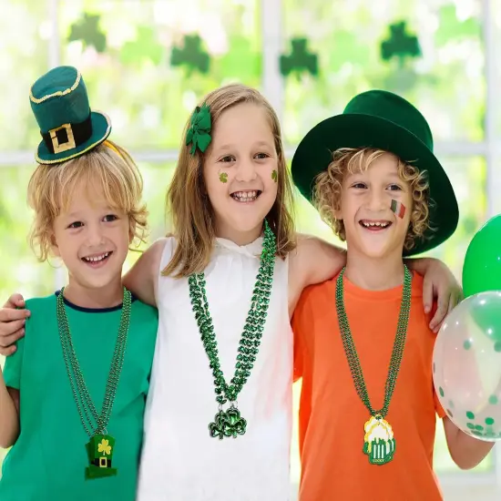 18PCS St. Patrick's Day Shamrock Necklace Clover Green Bead Party Favors Irish Beer Decorations Supplies {2}