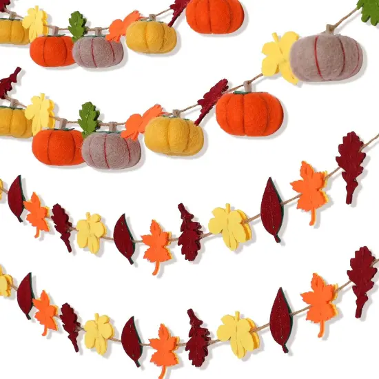 Pumpkin Maple Leaves Fall Felt Garland {1}