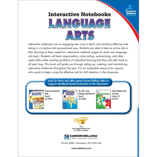 Carson Dellosa 7th Grade Language Arts Interactive Notebooks, Personalized Workbook Covering Plot Structure, Modifiers, Sentence Structure, Allusion, and More {2}