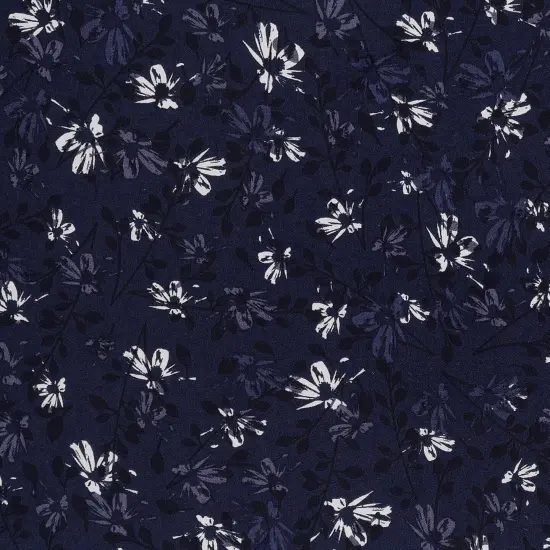 Mook Fabrics Aster Floral Cotton Fabric [108 in. Wide] - By The Yard True Navy {1}