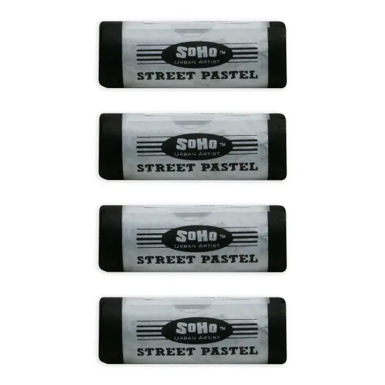 SoHo Urban Artist Professional Oil Pastels - Jumbo Street Pastel Pack of 4 Deep Black, 1" Diameter, 2.7" Length, Non-Toxic, Brilliant Pigments, Ideal for Pavement, Less Crumbling than Sidewalk Chalk {1}