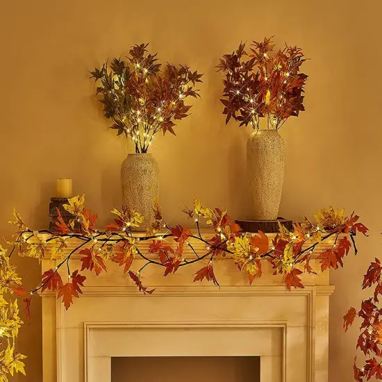 Lighted Maple Leaf Fall Garland - Orage Maple {2}