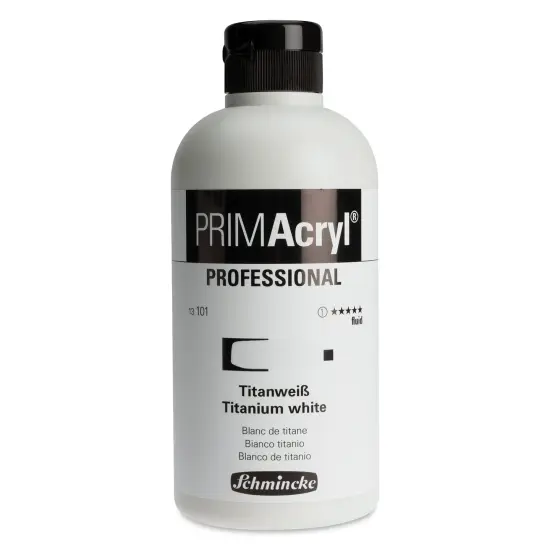 Schmincke Primacryl Professional Fluid Acrylic - Titanium White, 500 ml bottle {1}