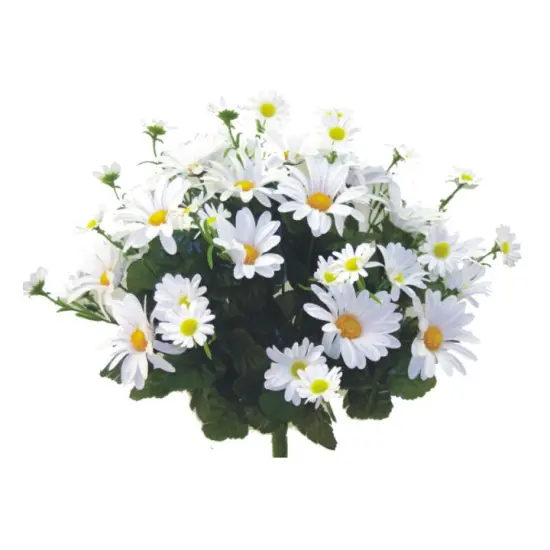 Artificial Daisy Garden Bush &ndash; 18" White Faux Flowers with 36 Blooms-35004CM {1}