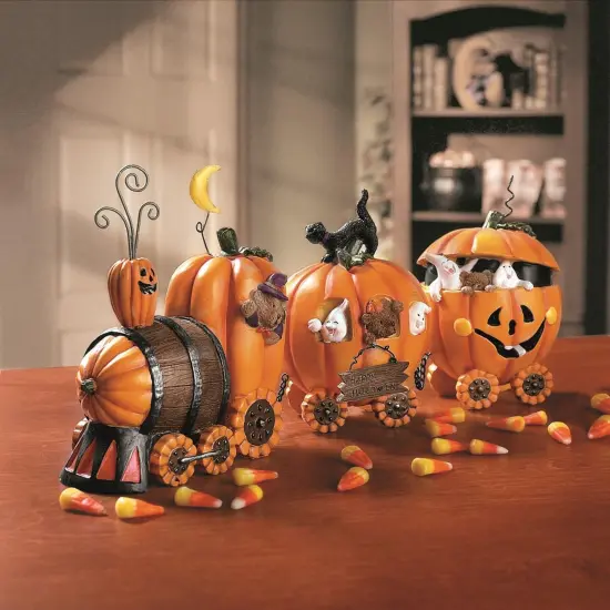 Pumpkin Express Train for Halloween Decorations - Fall Home Decor Table Top Figurines {2}