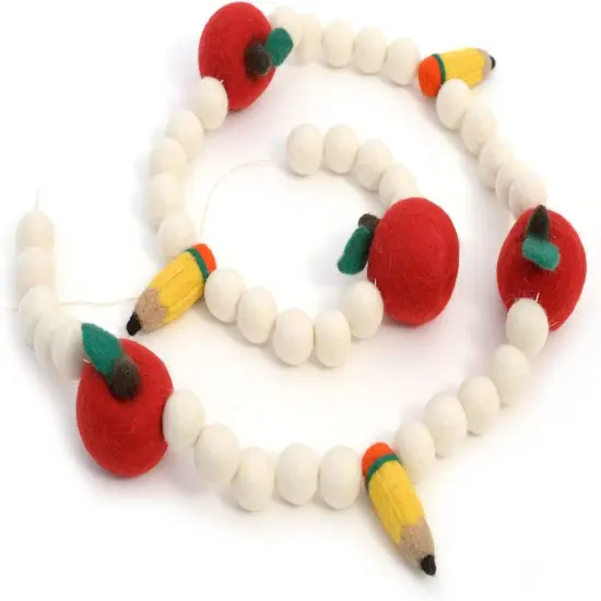Back to School Apple & Pencil Felt Ball Garland {5}