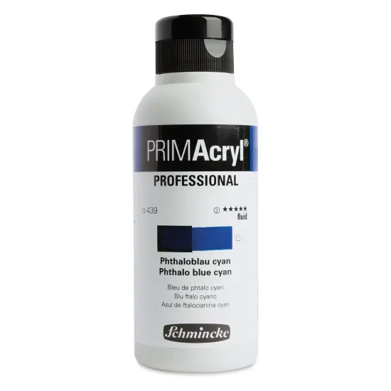 Schmincke Primacryl Professional Fluid Acrylic - Phthalo Blue Cyan, 250 ml bottle {1}