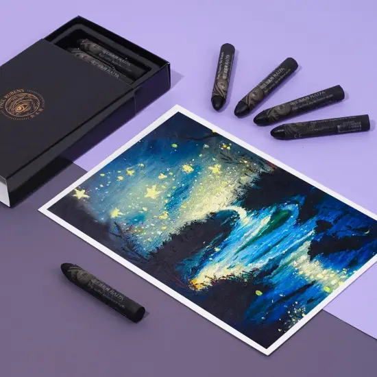 Oil Pastels, 8PCS Black Oil Pastel Set with Creamy Texture Easy to Blend, Bullet Heads HAIYA Oil Pastels for Artists and Beginners, Art Supplies for Painting and Drawing {2}