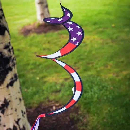 In the Breeze 0979 - American Flag and Eagle Hot Air Balloon Spinner - Outdoor Hanging Decoration {6}