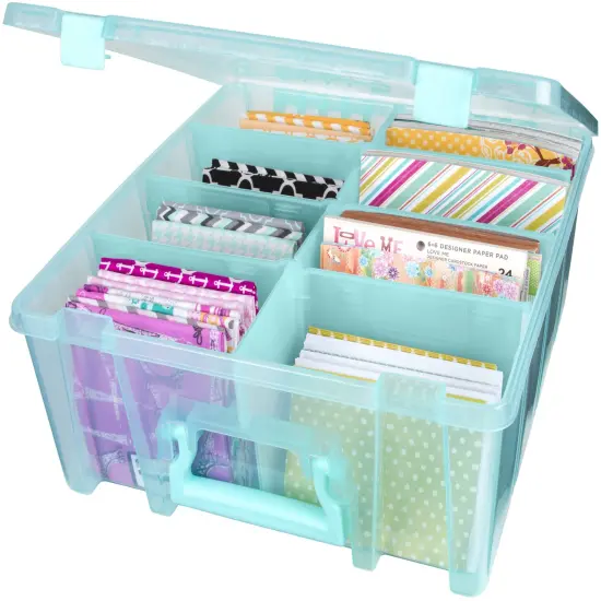ArtBin Super Satchel Double Deep Box W/Dividers-15.25"X14"X6.25" Aqua Mist {5}