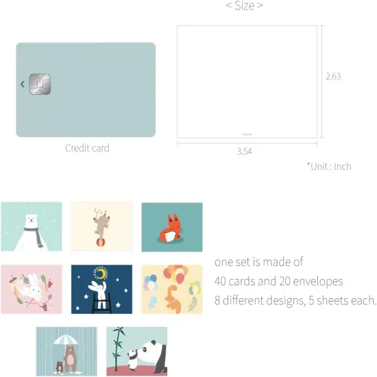 Message Befriend ver.2 Card - Mix 40 Mini Single cards, 20 envelopes Package {2}