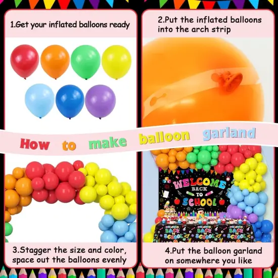 143Pcs Rainbow Balloons for First Day of School {2}