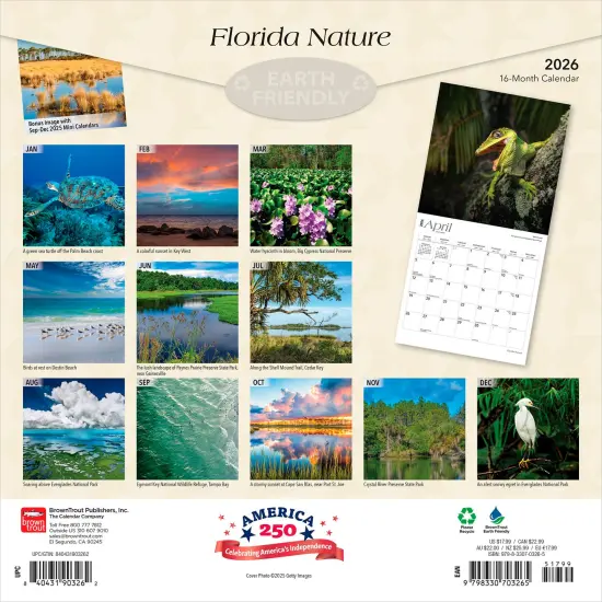 Florida Nature | 2026 12 x 24 Inch (Hanging) Monthly Square Wall Calendar | Plastic-Free {2}