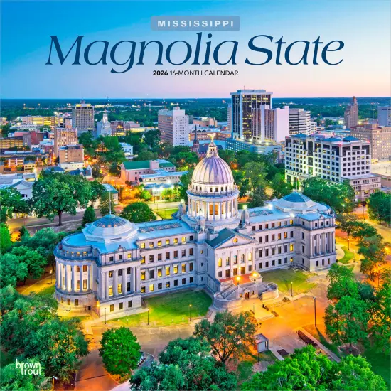 Magnolia State | Mississippi Places | 2026 12 x 24 Inch (Hanging) Monthly Square Wall Calendar | Plastic-Free {1}