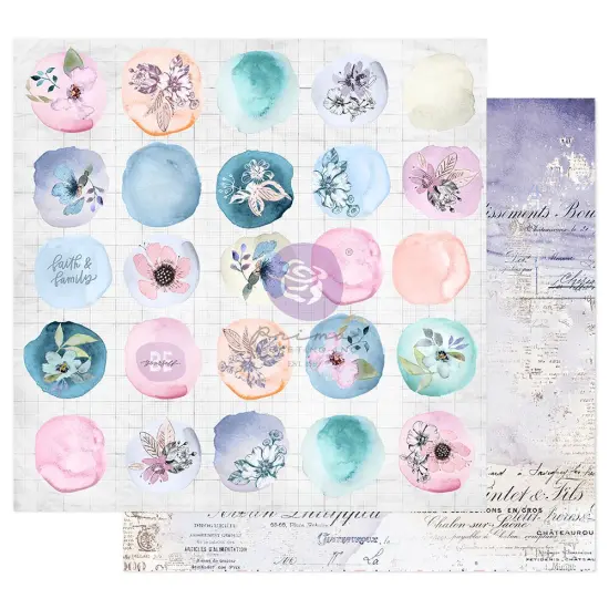 Watercolor Floral Collection 12x12 Sheet - Watercolor Drops - 10 sheet w foil details paper {1}