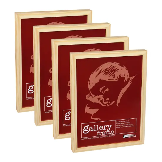 Ambiance Gallery Wood 1.5" Deep Picture Frames - 16x20" 4-Pack, Natural Wood Frames, Shatter-Resistant Acrylic Glazing & MDF Backing, Horizontal or Vertical Wall Display {1}
