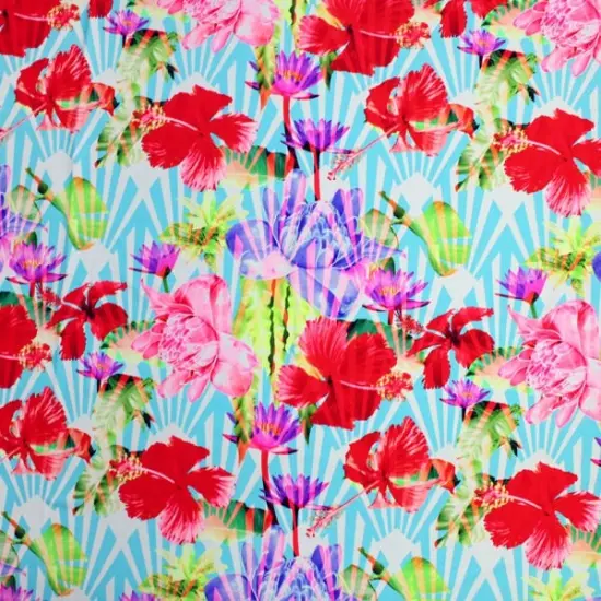 Hibiscus Under Palms Printed Spandex {1}