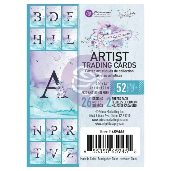 Aquarelle Dreams Collection 2.5X3.5 ATC Cards - 2.5"x3.5", 52 sheets - 26 designs x 2 sheets each {1}