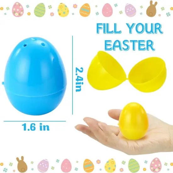 200Pcs Bright Plastic Easter Eggs Bulk, 2.4'' Assorted Colors Empty Shell Fillable Easter Eggs for Kids Easter Eggs Hunt Theme Party Favor Basket Stuffers Fillers Classroom Prize Supplies {4}