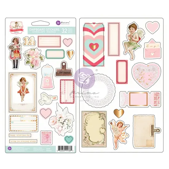 Love Notes Collection Chipboard Stickers - 32 pcs w foil details {1}