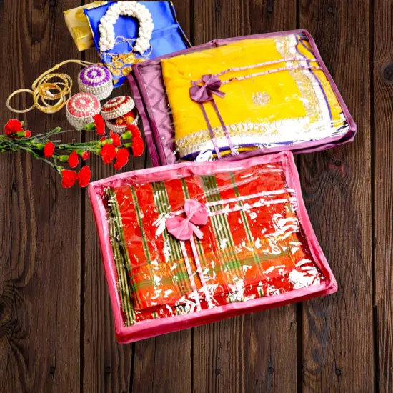 4 Pieces Velvet Sari Bags Saree Covers with Zipper Closure Cloth Cover Bags Organizer for Wardrobe and Gifting Storage Wedding Favor Birthday Anniversary {3}