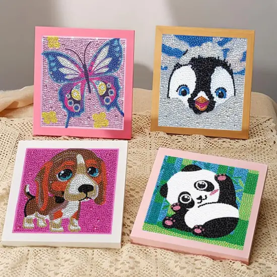 6 Pack Diamond Painting Kits Beginners,5D DIY Diamond Art Kit for Kids 6-8-9-10-12 Girls Boys,Cute Animals Big Gem Art and Crafts,Easy Small Full Drill Painting Kits for Wall Decor 6" X 6" {2}