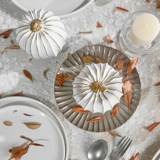 White and Gold Fall Pumpkin Decor - Set of 2 {2}