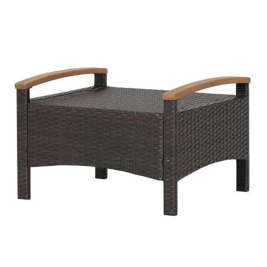 Costway Set of 2 Patio Rattan Ottoman Footrest Cushions Wooden Handle Off White\Brown\Red\Navy {9}