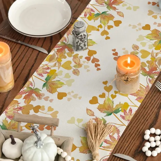 Maple Leaves Floral Fall Table Runner, Orange Seasonal,13x72 Inch {4}