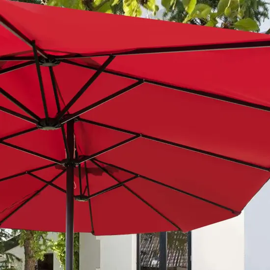 Costway 15' Market Outdoor Umbrella Double-Sided Twin Patio Umbrella with Crank Wine {6}