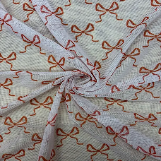 1 Yard Bow Print Mesh Fabric Multipurpose Black {5}