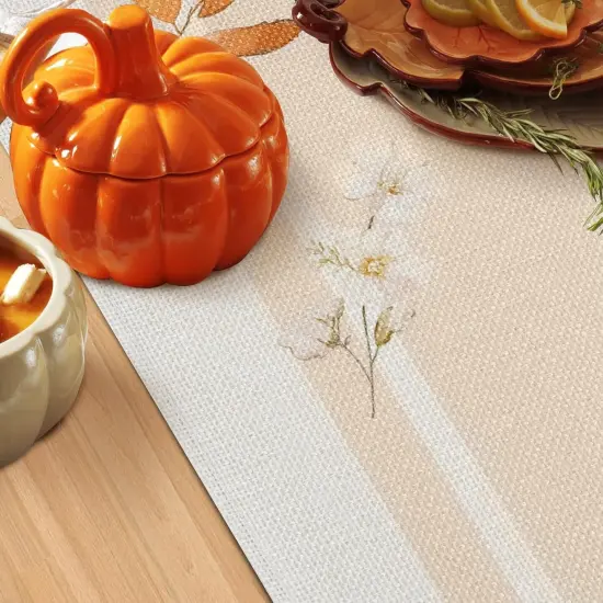 Fall Pumpkin Table Runner 13x90 Inch Hello Autumn Wreath Floral {4}