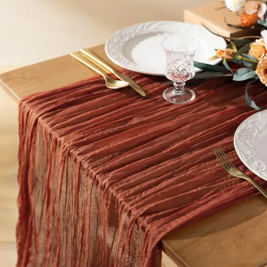 Cheesecloth Table Runner 10ft Gauze Boho Rustic Terracotta Cheese Cloth- 120 Inches Burnt Orange {1}