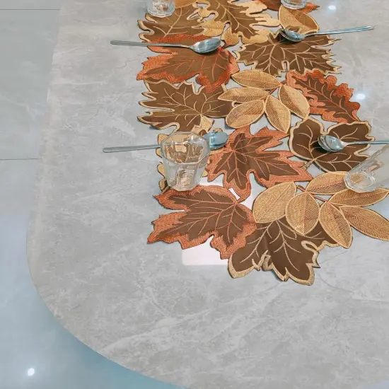 Fall Leaf Embroidered Table Runner {3}