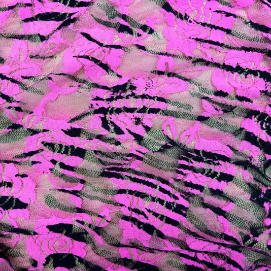 1 Yard Tiger Print Stretch Lace Fabric for Costumes Dancewear Activewear Lightweight Material (36" x 60") Inches Wide {1}