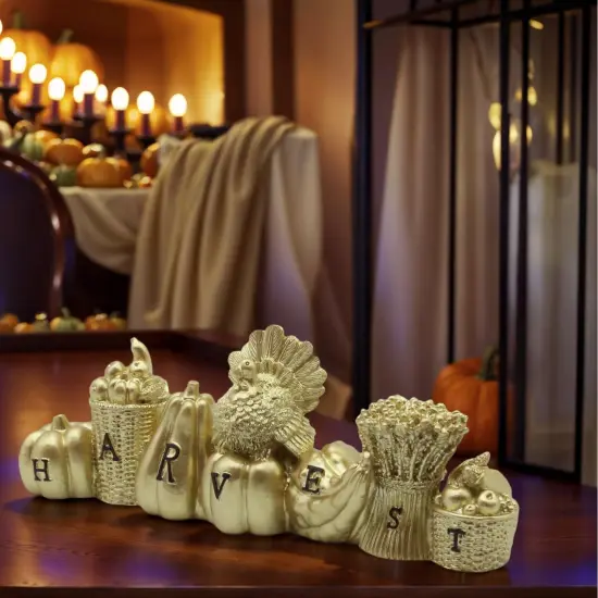 Gold Fall Tabletop Decor with Harvest {2}