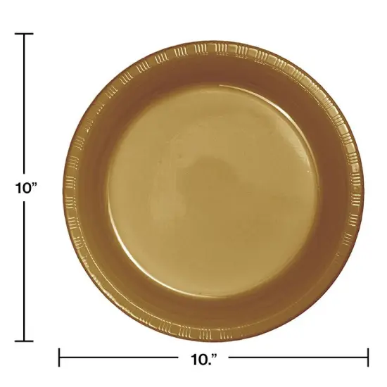 240 pc Bulk Glittering Gold Plastic Banquet Plates 10.25 inch {2}