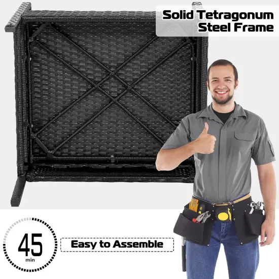 Costway 8 PCS Patio Rattan Furniture Set Cushioned Sofa Armrest Garden Black {4}