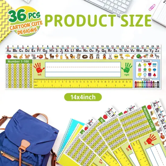 36 Pack Self Adhesive Name Tags for Classroom Alphabet Letters - Yellow {2}