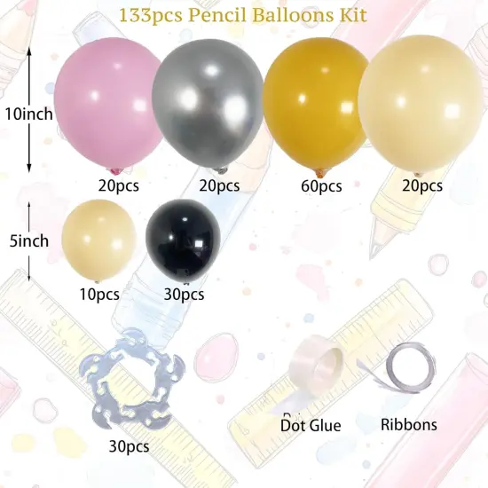 192PCS Pencil Balloon Arch Garland Kit {2}