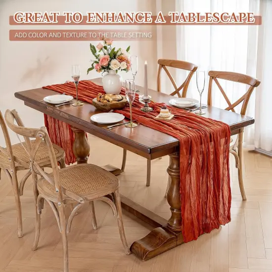 Cheesecloth Table Runner, Boho Rustic {2}